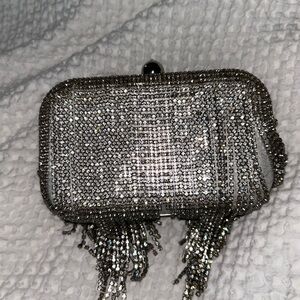 Silver Rhinestone Clutch Bag